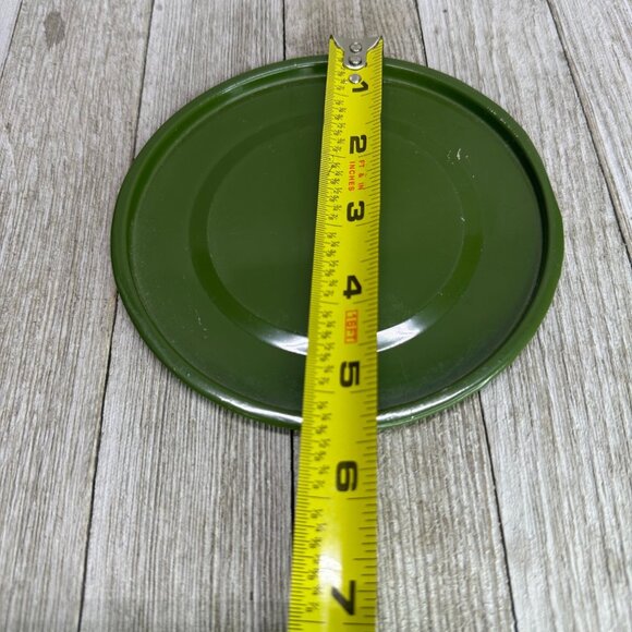 Vtg Green Pot Metal Retro 70's Style MCM Lid Plate Handle 4.5" DIA 3" Tall - Picture 9 of 9